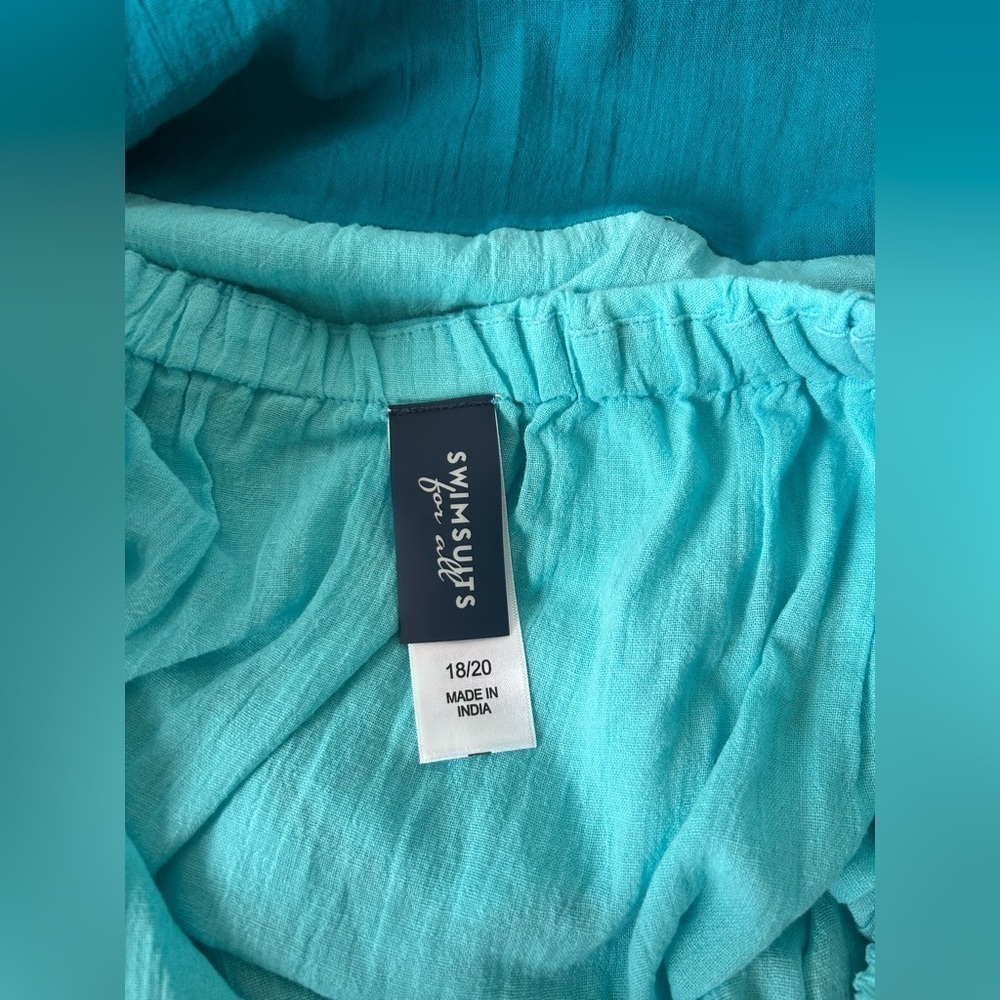 NWOT SWIMSUITS FOR ALL OFF THE SHOULDER TURQUOISE MAXI DRESS 18/20. BEAUTIFUL! - Picture 6 of 9